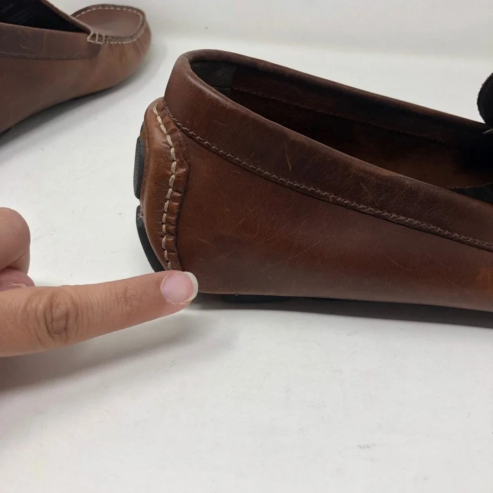 J.Crew Driving Moccasins Mens 11 Brown Leather Slip On Loafers